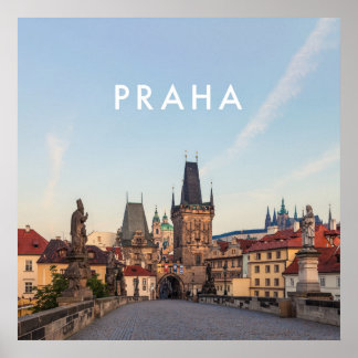 Prag 006E - Charles Bridge Morgon Poster
