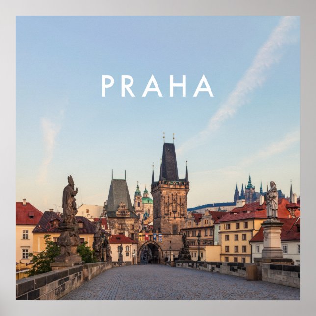Prag 006E - Charles Bridge Morgon Poster (Framsidan)