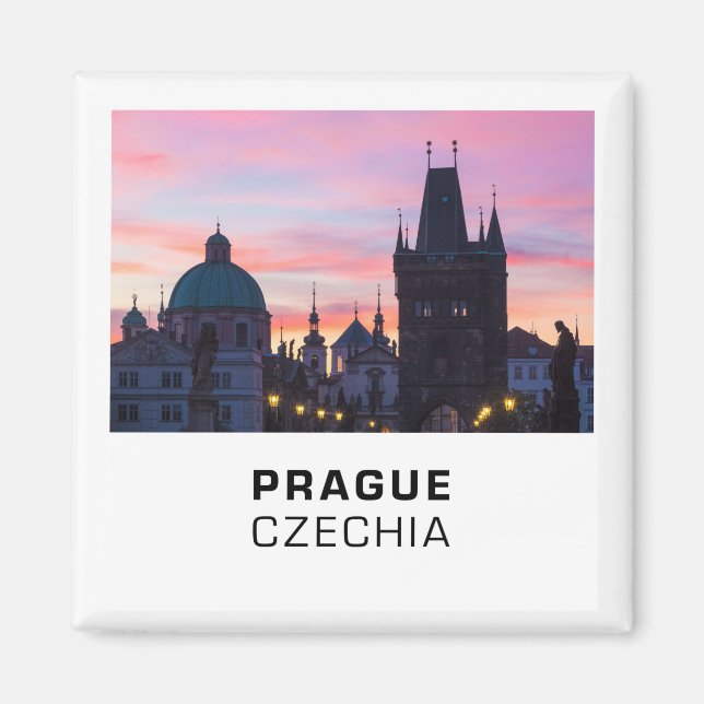 Prag 012C - Charles Bridge Sunrise Magnet (Framsidan)