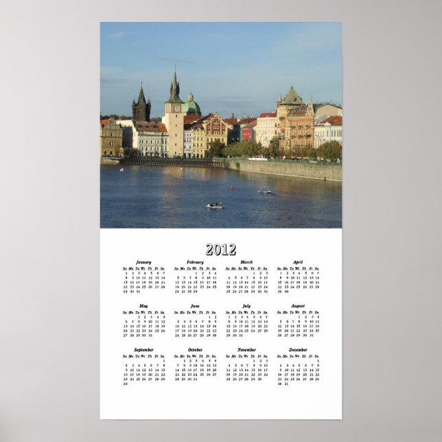 Prag 2012 En-sides Kalender Poster (Framsidan)