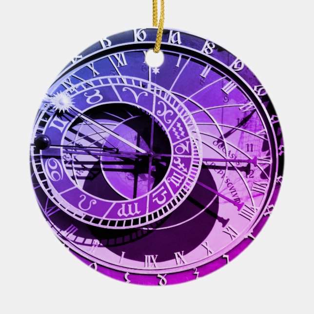 Prag - astronomiska klocka - Orloj (jul) Julgransprydnad Keramik (Framsidan)
