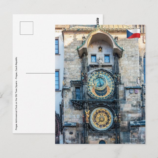 Prag astronomiska ur vykort (Fram/baksida)