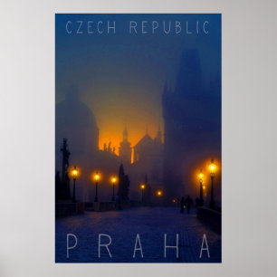 Prag av Night, Praha, Tjeckien Poster