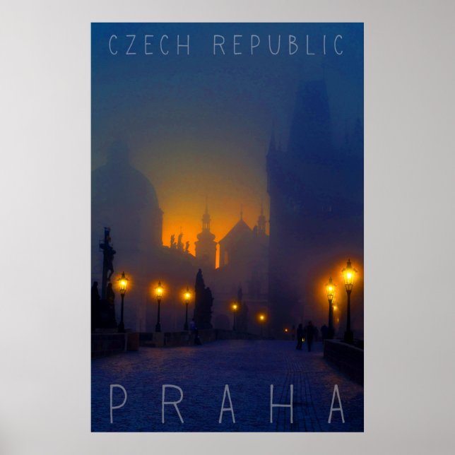 Prag av Night, Praha, Tjeckien Poster (Framsidan)
