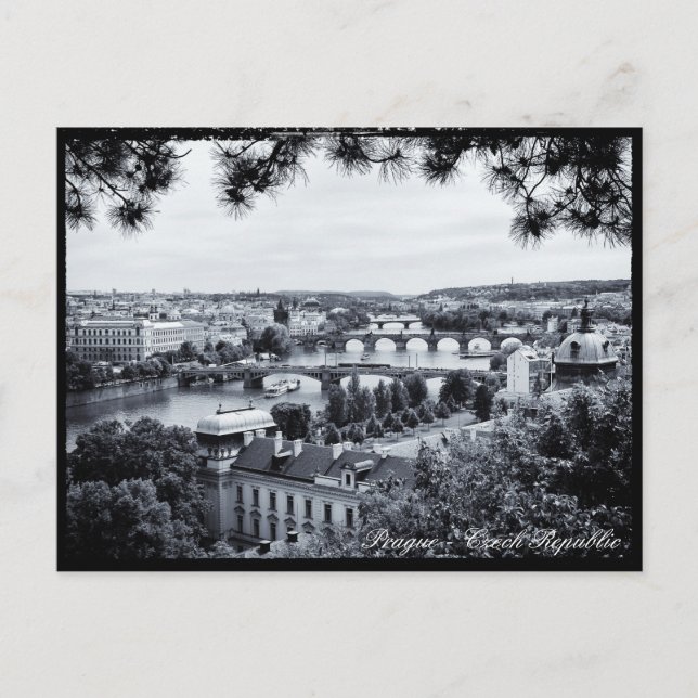 Prag - Bridge, Vltava River Panorama, Tjeckien Vykort (Framsida)