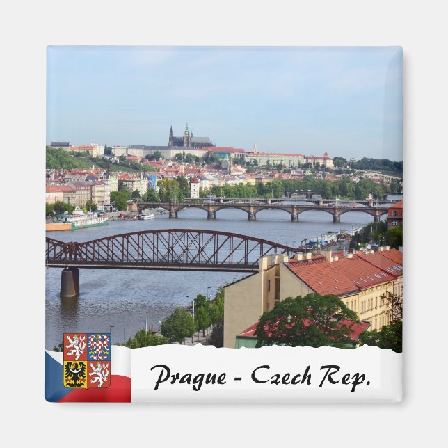 Prag broar Magnet, Slott, Panorama Magnet (Framsidan)