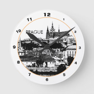 Prag Castle & Cathedral, historisk stadskonst Rund Klocka