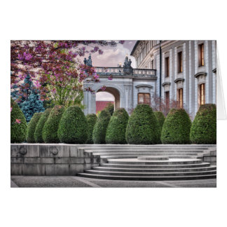 Prag Castle Garden på morgonen Hälsningskort