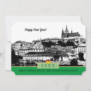 Prag Castle & Gott nytt år! Kort /Praha