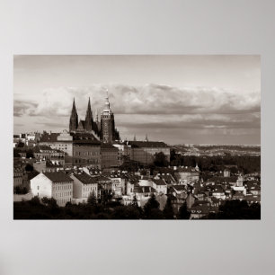 Prag Castle med Saint Vitus-katedral på tjeckiska Poster