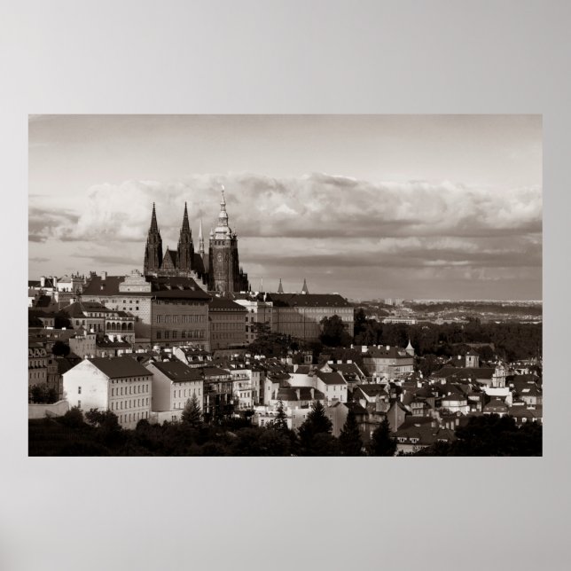 Prag Castle med Saint Vitus-katedral på tjeckiska Poster (Framsidan)