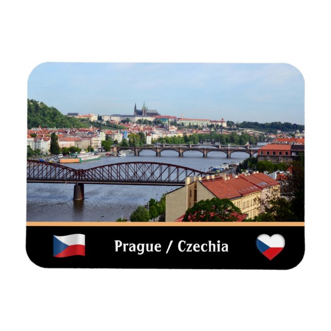 Prag, Castle & River Bridges/Tjeckien Magnet (Horisontell)