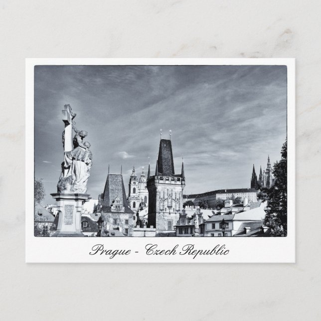 Prag - Charles Bridge, Castle torn / Czech Vykort (Framsida)