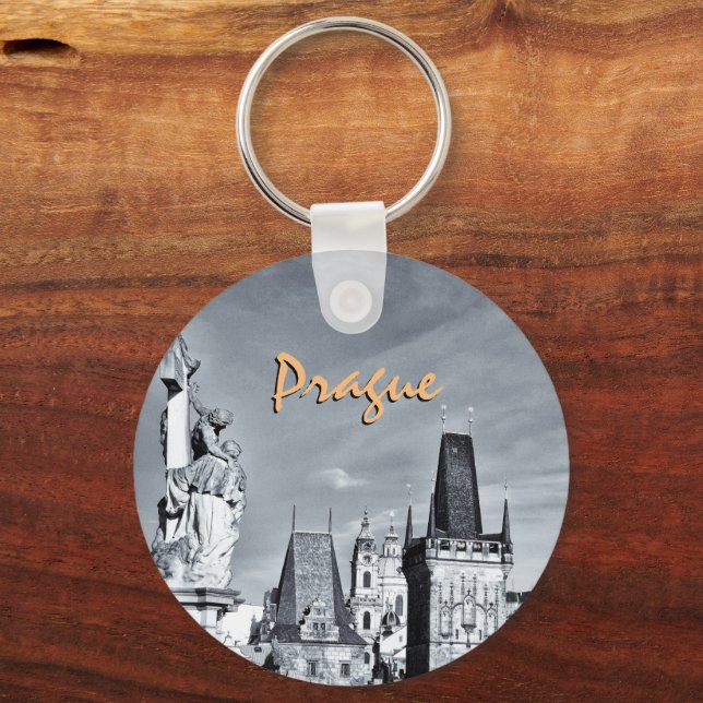 Prag & Charles Bridge, Jesus, Castle/Czechia Nyckelring (Framsida)