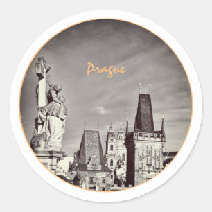 Prag & Charles Bridge, Jesus, Castle/Czechia Runt Klistermärke