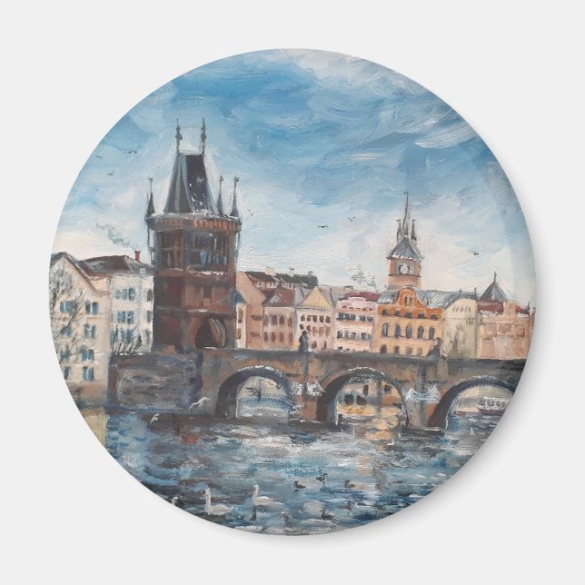 Prag - charles bryggmålning magnet (Framsidan)