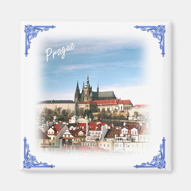 Prag city och castle-Czech republic magnet (Framsidan)