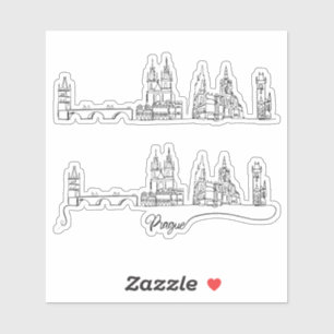 Prag City Skyline Klistermärken