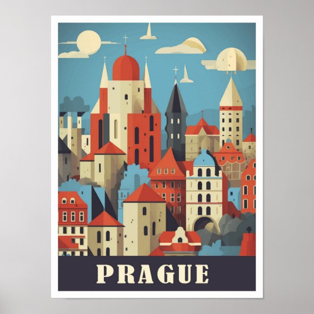 Prag Czech Art Travel Illustration Poster (Framsidan)