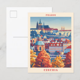 Prag Czechia Elegant Art Vintage resor Vykort