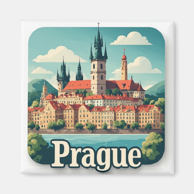 Prag Destination Samling Magnet (Framsidan)