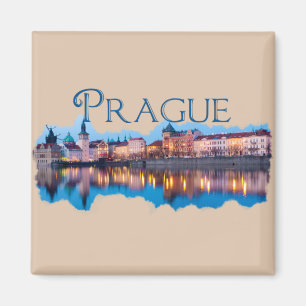 Prag: Evening Skyline Magnet