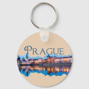Prag: Evening Skyline Nyckelring