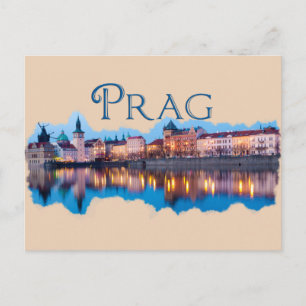 Prag: Evening Skyline Vykort