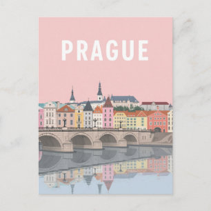 Prag färgrika flodvy vykort