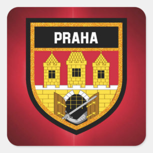 Prag Flagga Fyrkantigt Klistermärke