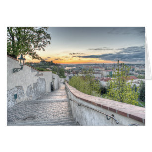 Prag - Gamla Castle Trappor på morgonen Hälsningskort