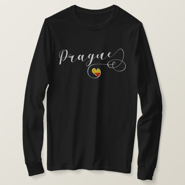 Prag Heart Flagga, Tjeckien T-shirt (Design framsida)