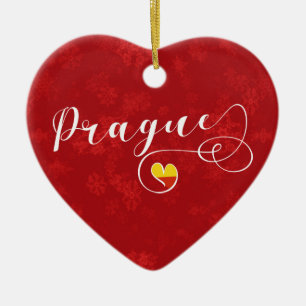 Prag Heart, Julgran Ornament, Tjeckien Julgransprydnad Keramik