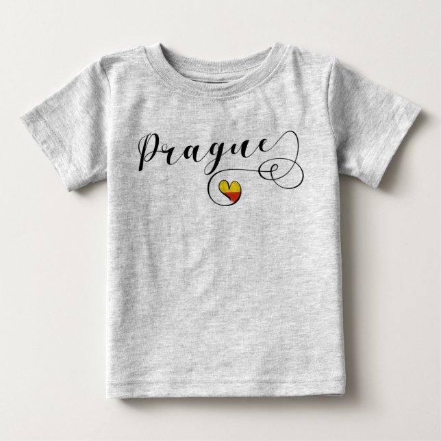 Prag Heart, Tjeckien Tee Shirt (Framsida)