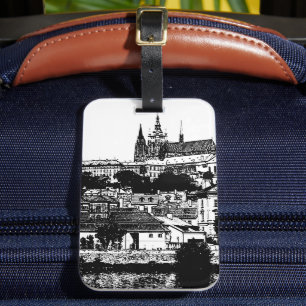 Prag, historiestad, slott - tjeckisk konst bagagebricka