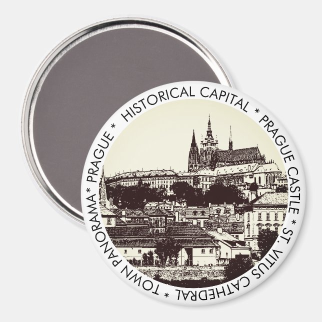 Prag, historiestad, slott - tjeckisk konst magnet (Front/Back)