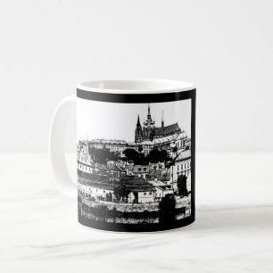 Prag, historiska stad, slott och Flagga - Tjeckien Kaffemugg