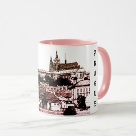 Prag, historiska stad, slott och Flagga - Tjeckien Mugg