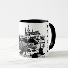 Prag, historiska stad, slott och Flagga - Tjeckien Mugg