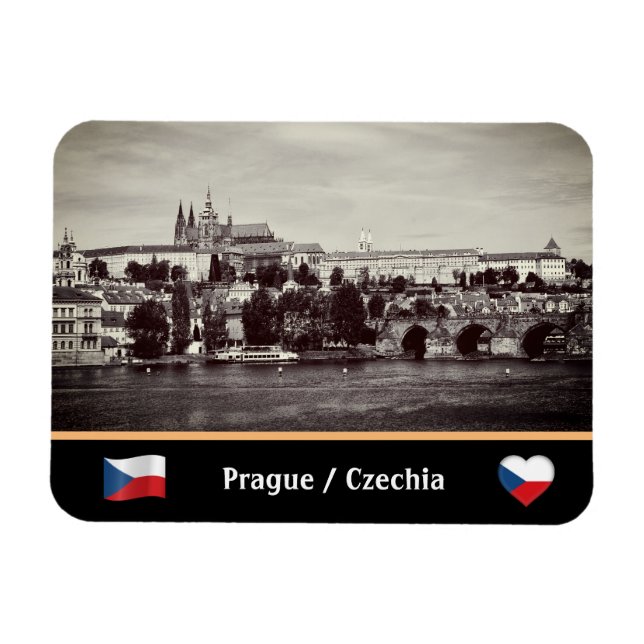 Prag, Hradcany & Charles Bridge /Czechia Magnet (Horisontell)
