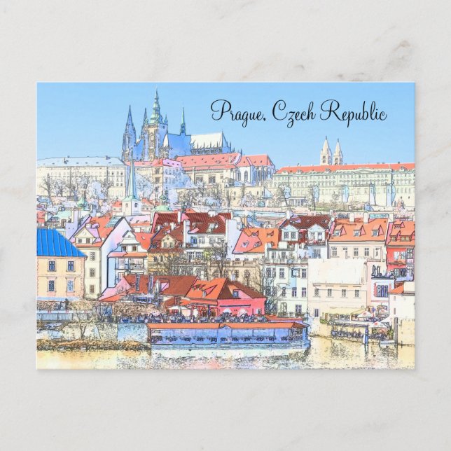 Prag i Pastel Post Card Vykort (Framsida)