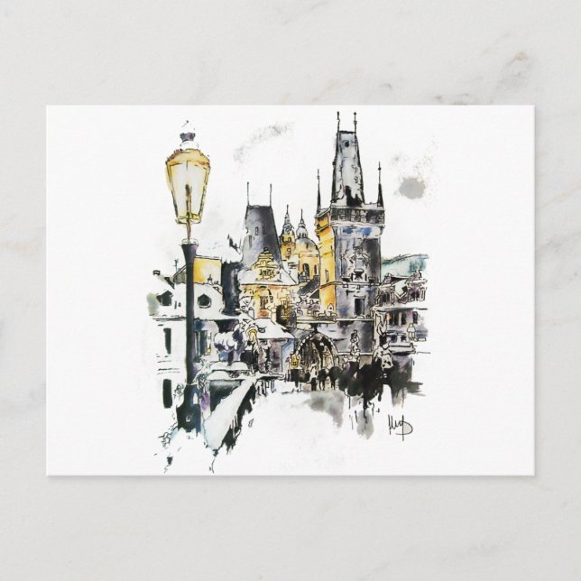 Prag - Karlsbron Vykort (Framsida)