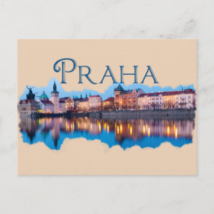 Prag: Kvällssilhuett Vykort