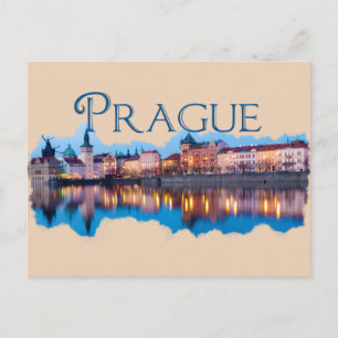 Prag: Kvällssilhuett Vykort