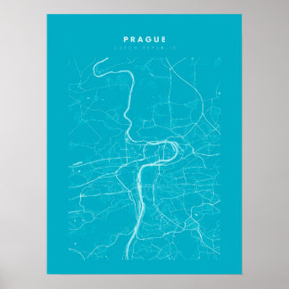 Prag Light Blue City Karta Poster