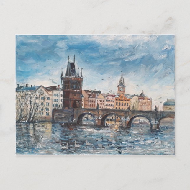 Prag - målning av Charles bridge Vykort (Framsida)