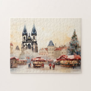 Prag natt i Tjeckien Pussel