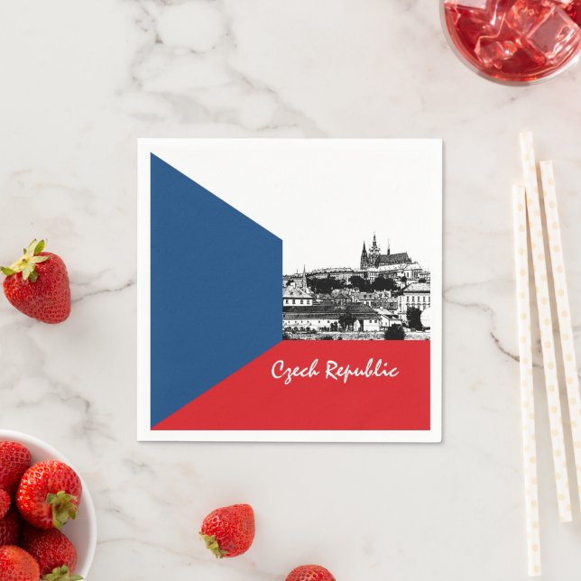 Prag och tjeckiska flagga - historiska Czechia/spo Pappersservett (Insitu)