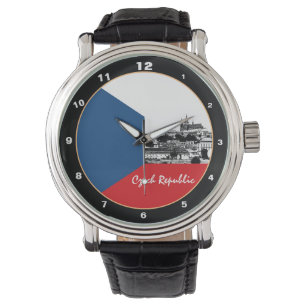 Prag och tjeckiska flagga - historiskt Czechia/spo Armbandsur