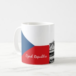 Prag och tjeckiska flagga - historiskt Czechia/spo Kaffemugg